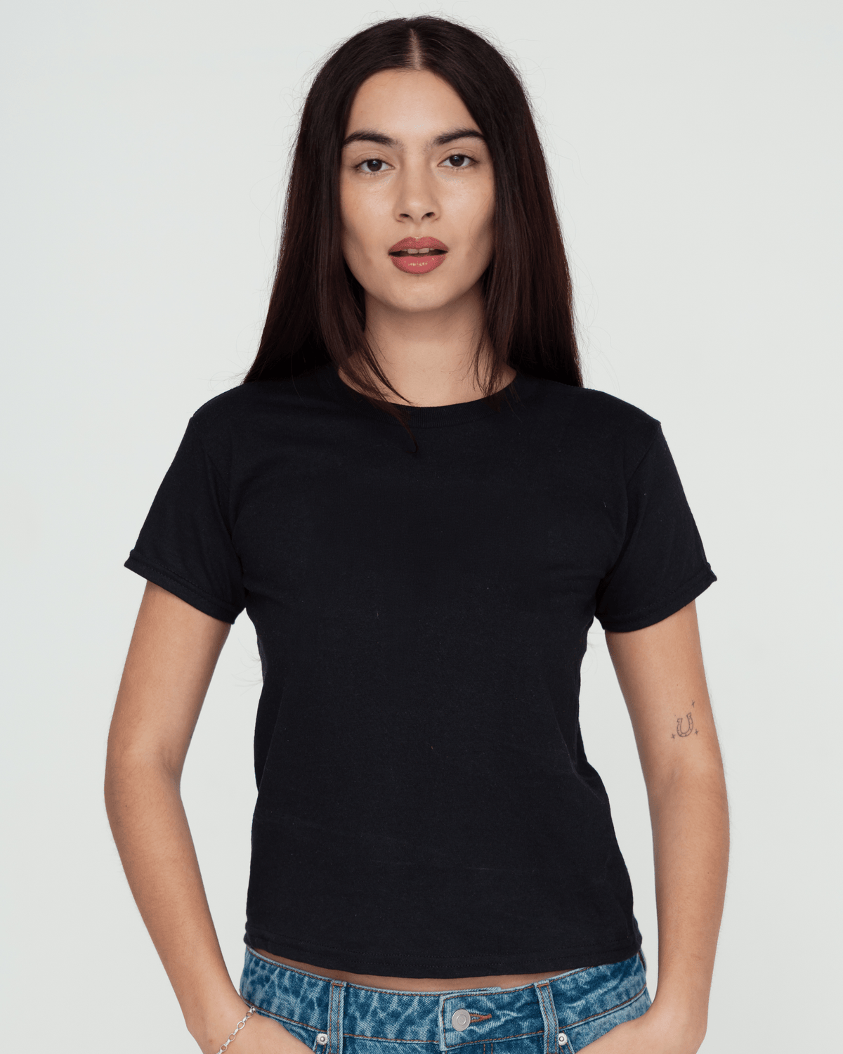 tape baby tee - In Print We Trust