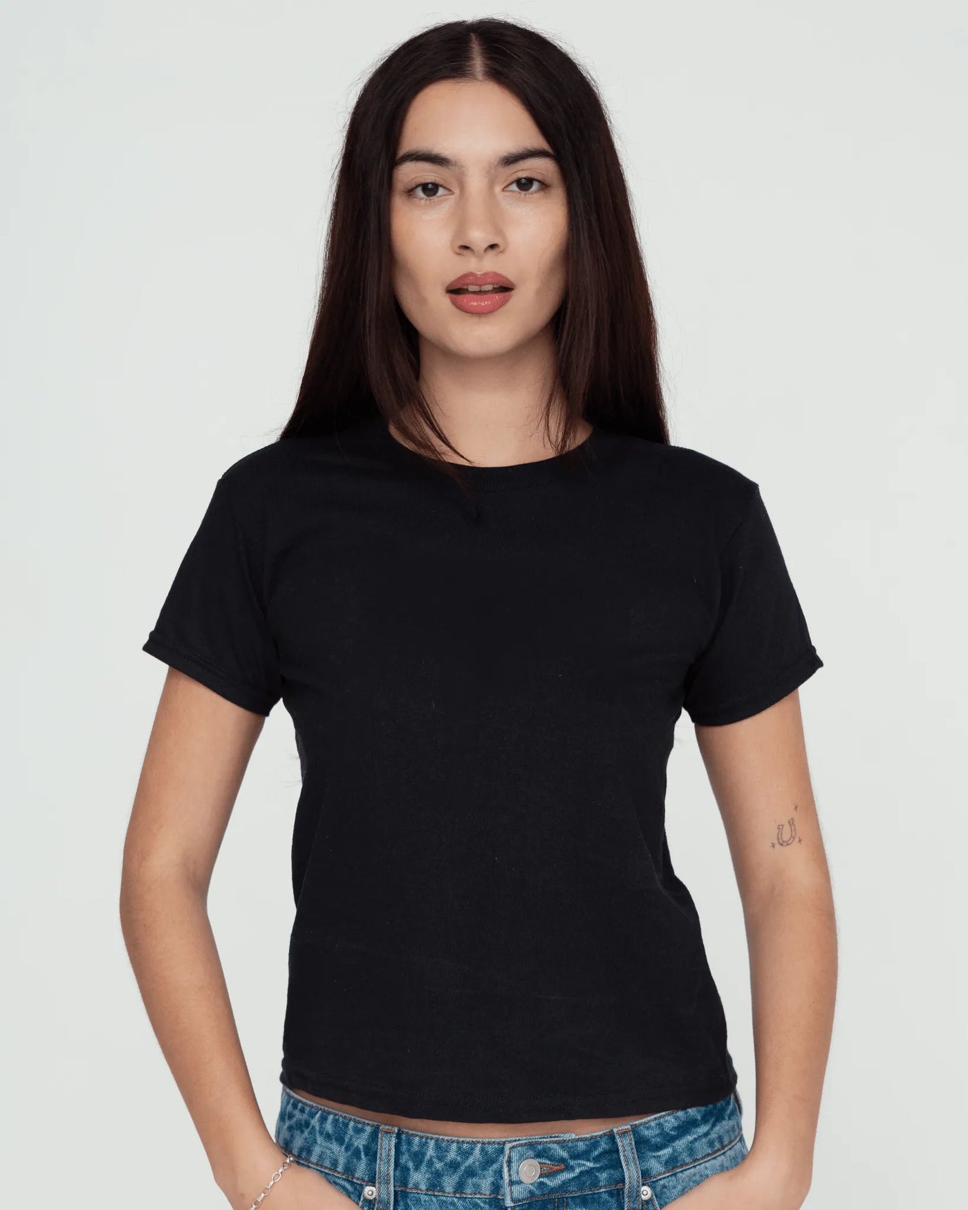 tape baby tee - In Print We Trust