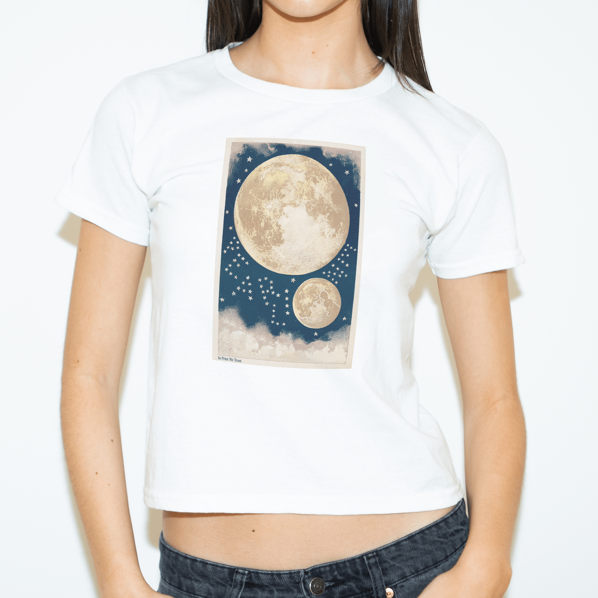 'To the Moon and Back' baby tee - In Print We Trust