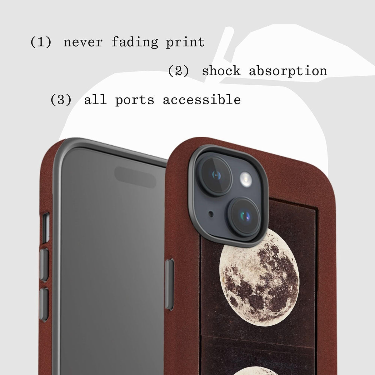 two moons tough iPhone case - In Print We Trust