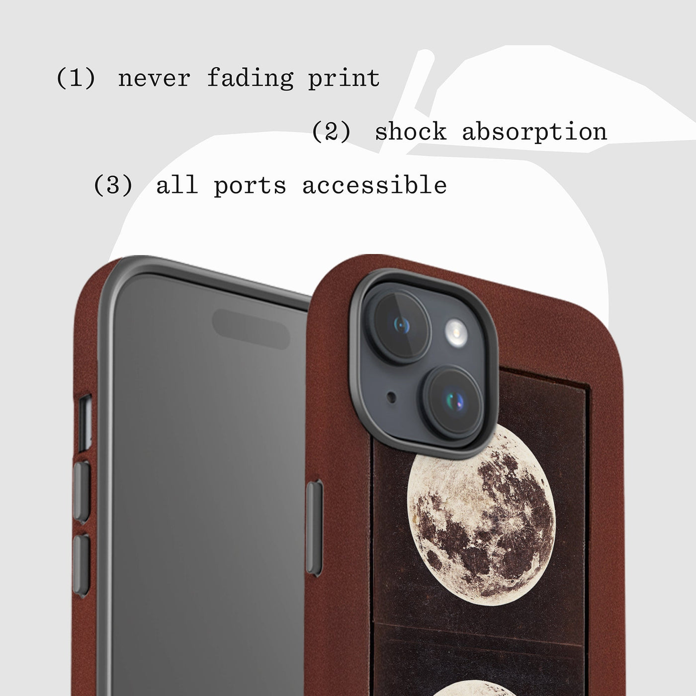 two moons tough iPhone case - In Print We Trust