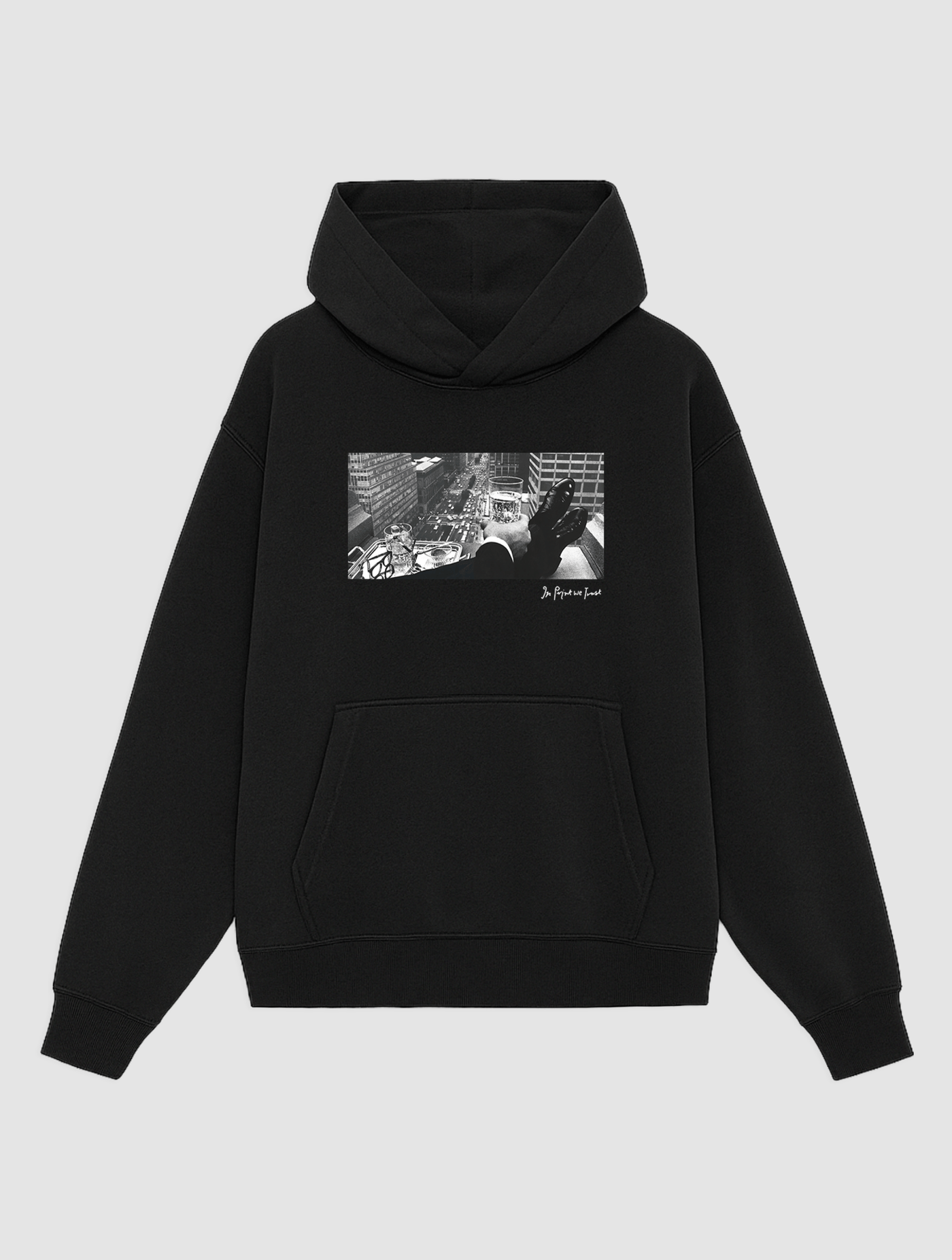 wall street black hoodie - In Print We Trust