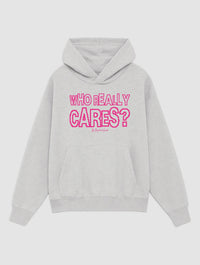 who really cares? grey hoodie - In Print We Trust