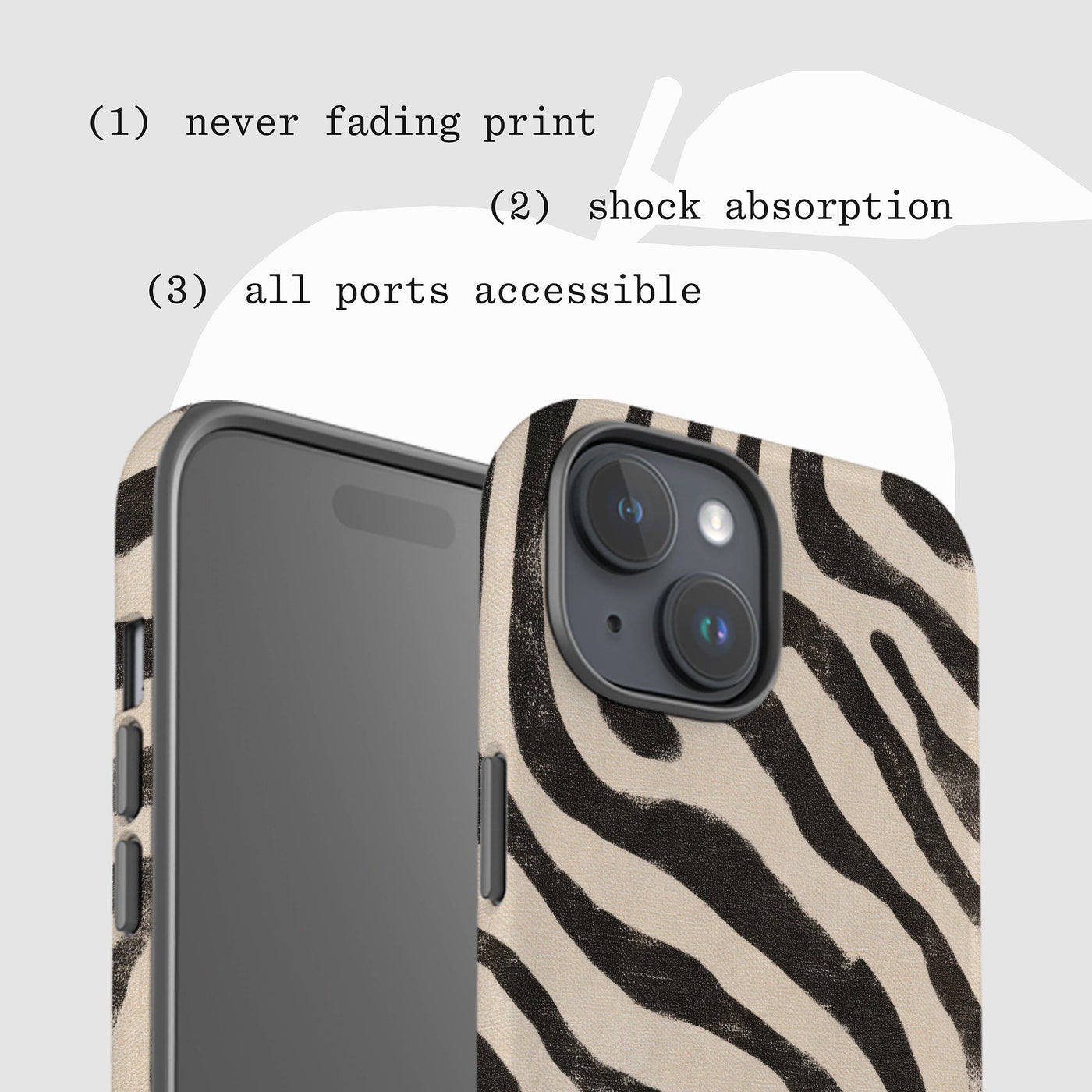 zebra tough iPhone case - In Print We Trust